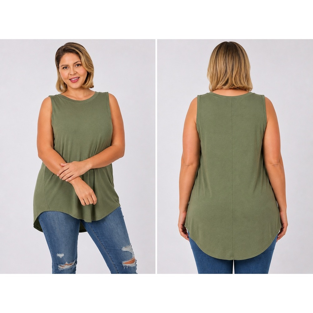 Women's Plus Size Tank Top by Zenana Hi-Low Olive Size 1X New With Tags